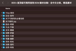 800+首顶级可商用音效BGM素材合集！全中文分类，精选素材